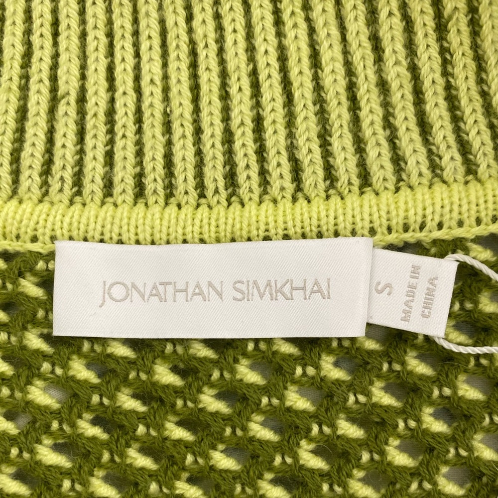 NWT Jonathan Simkhai Ariella Cotton Blend Sweater In Lime Green Sz S - Picture 14 of 15